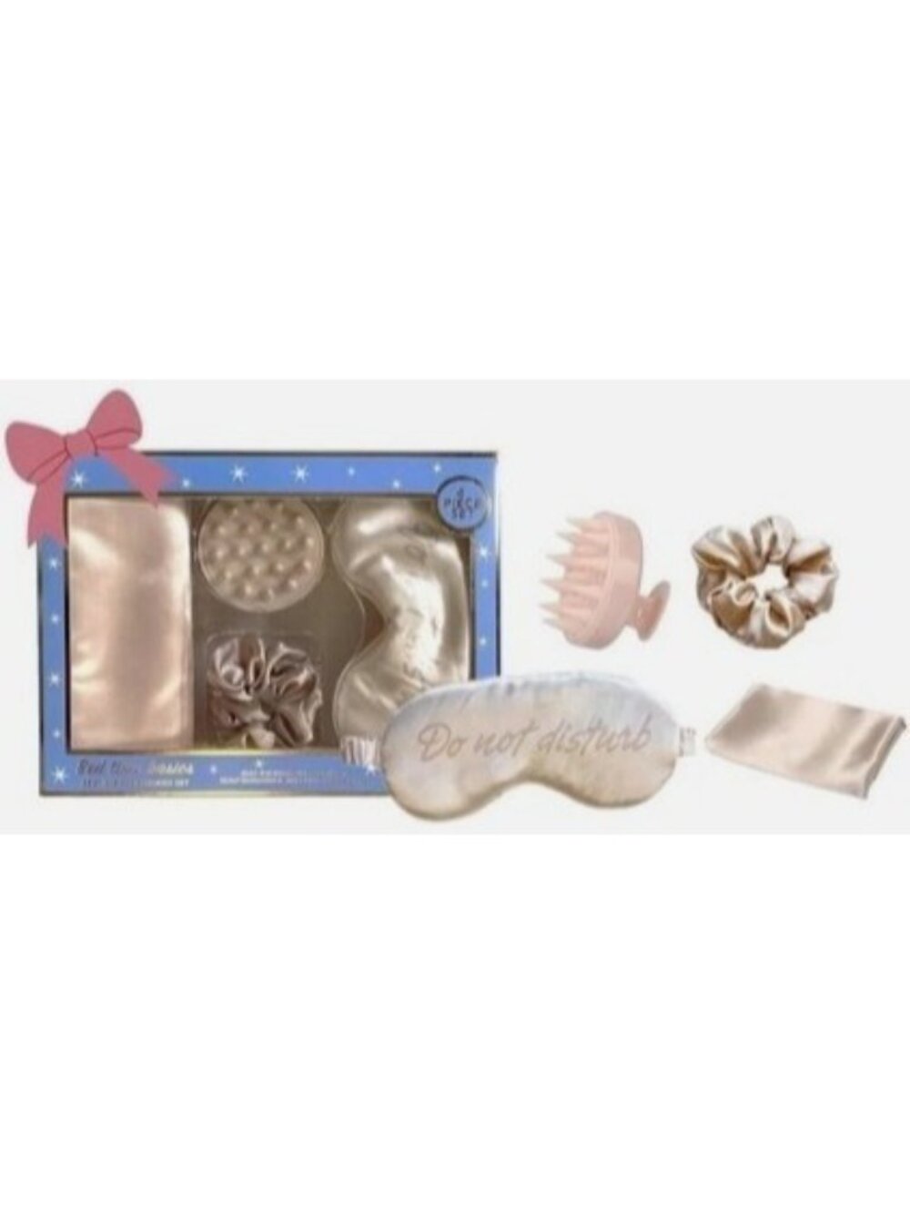 Holler & Glow Bedtime Basics 4-Piece Set Silk Eye Mask Scrunchie Scalp Massager - Picture 3 of 10